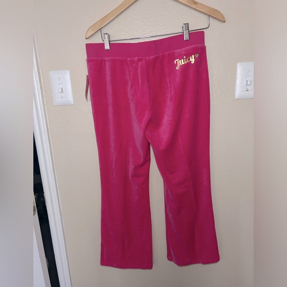 NEW Juicy Couture Tracksuit Pink Velour Velvet 2 PC Set Pants Women’s, Size L - Picture 13 of 16